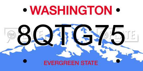 8QTG75 Washington License Plate