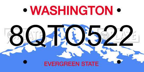 8QTO522 Washington License Plate