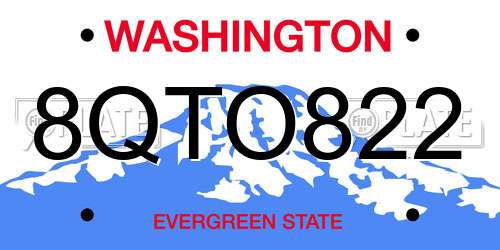8QTO822 Washington License Plate