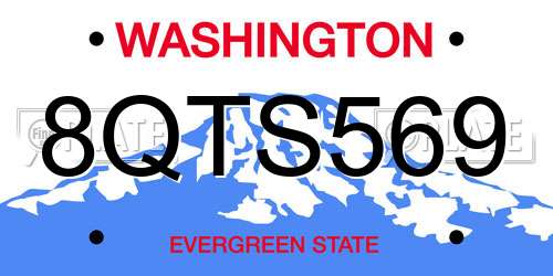 8QTS569 Washington License Plate