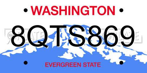 8QTS869 Washington License Plate