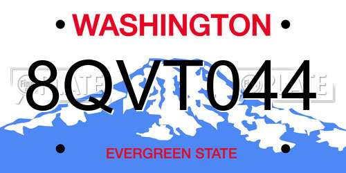 8QVT044 Washington License Plate
