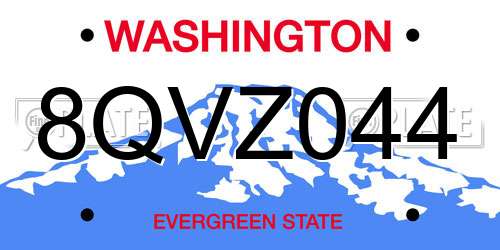 8QVZ044 Washington License Plate