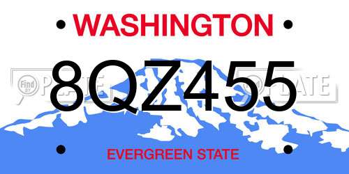 8QZ455 Washington License Plate
