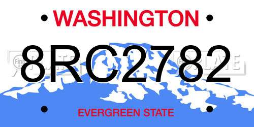 8RC2782 Washington License Plate