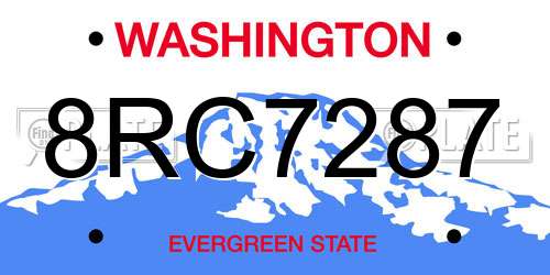 8RC7287 Washington License Plate