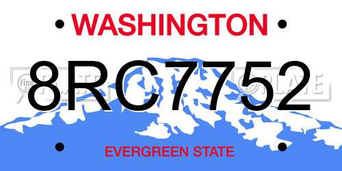 8RC7752 Washington License Plate