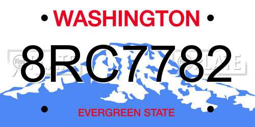 8RC7782 Washington License Plate