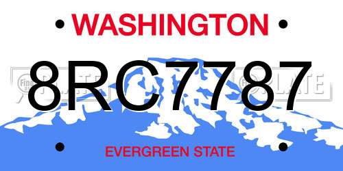 8RC7787 Washington License Plate
