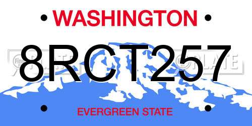 8RCT257 Washington License Plate