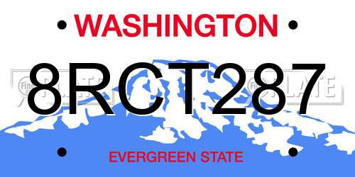 8RCT287 Washington License Plate