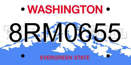 8RM0655 Washington License Plate