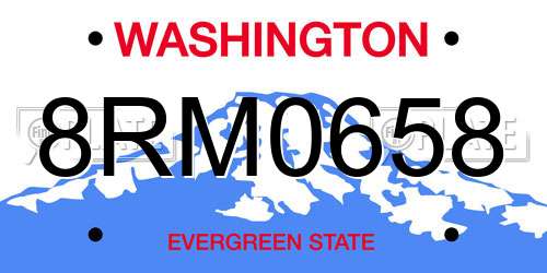 8RM0658 Washington License Plate