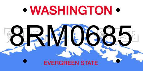 8RM0685 Washington License Plate