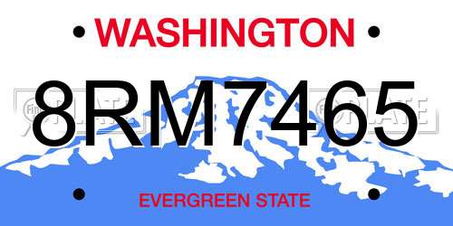 8RM7465 Washington License Plate