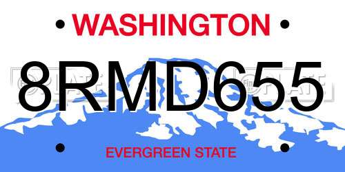 8RMD655 Washington License Plate