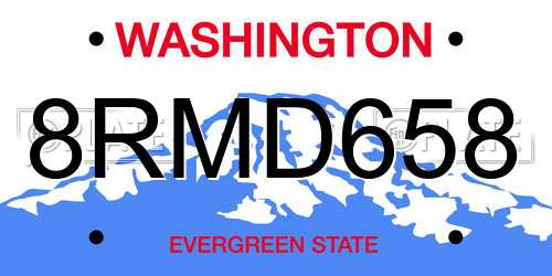 8RMD658 Washington License Plate