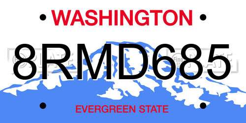 8RMD685 Washington License Plate