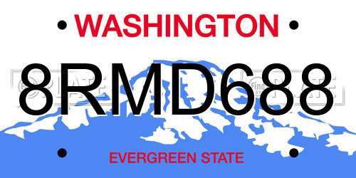 8RMD688 Washington License Plate