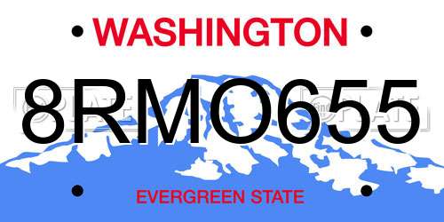 8RMO655 Washington License Plate