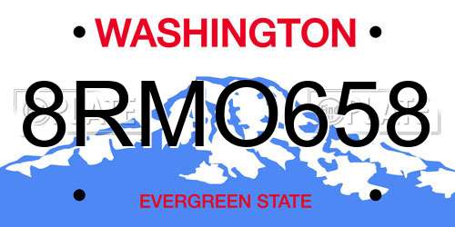 8RMO658 Washington License Plate