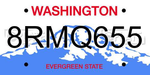 8RMQ655 Washington License Plate
