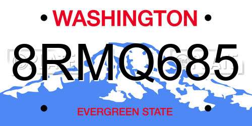 8RMQ685 Washington License Plate