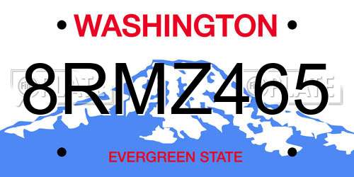 8RMZ465 Washington License Plate