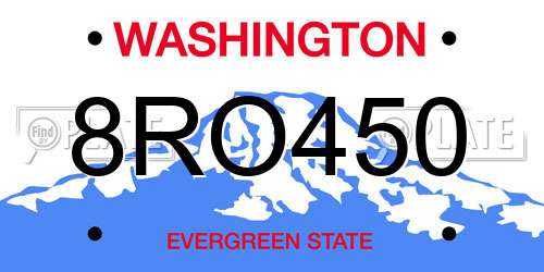8RO450 Washington License Plate