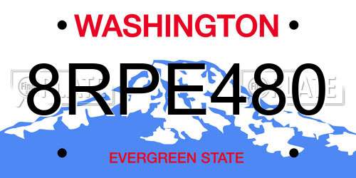 8RPE480 Washington License Plate