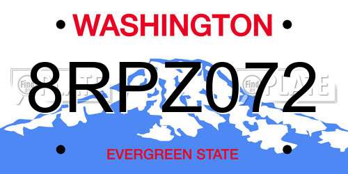 8RPZ072 Washington License Plate