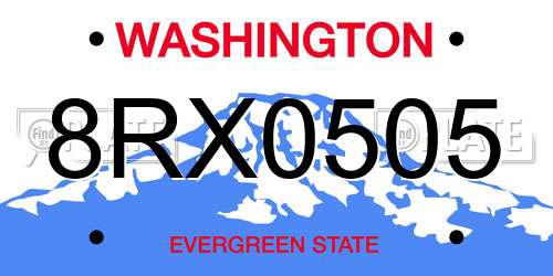 8RX0505 Washington License Plate