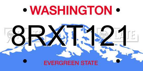 8RXT121 Washington License Plate