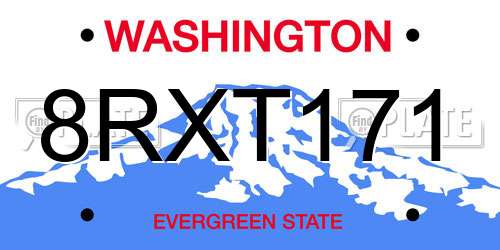 8RXT171 Washington License Plate