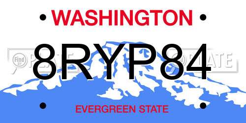 8RYP84 Washington License Plate