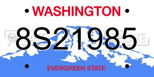 8S21985 Washington License Plate