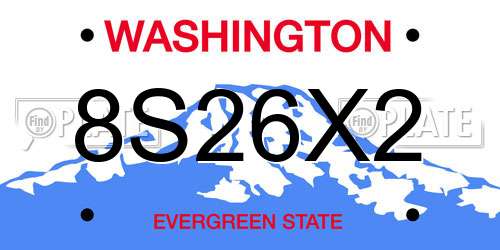 8S26X2 Washington License Plate