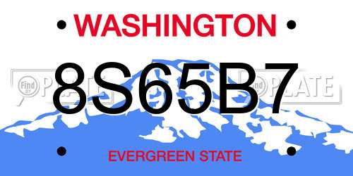 8S65B7 Washington License Plate