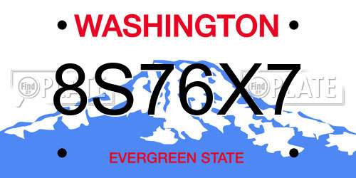 8S76X7 Washington License Plate