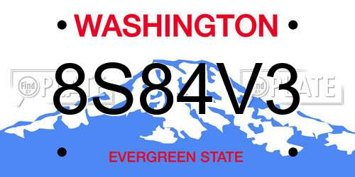 8S84V3 Washington License Plate