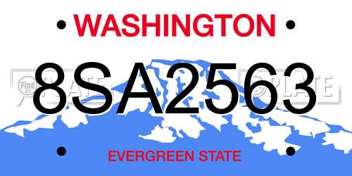 8SA2563 Washington License Plate