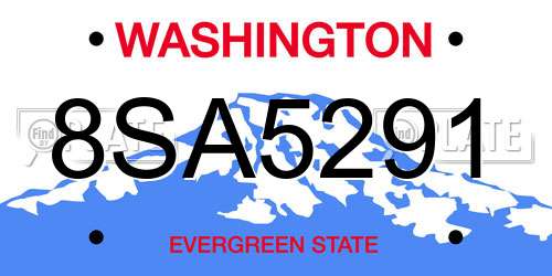 8SA5291 Washington License Plate