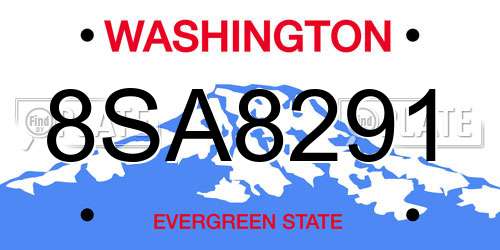 8SA8291 Washington License Plate