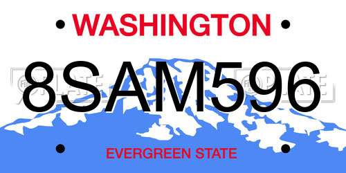 8SAM596 Washington License Plate