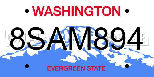 8SAM894 Washington License Plate