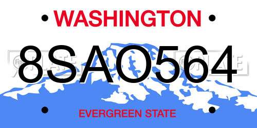 8SAO564 Washington License Plate