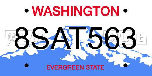 8SAT563 Washington License Plate