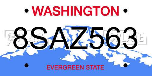 8SAZ563 Washington License Plate