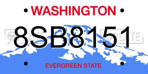 8SB8151 Washington License Plate