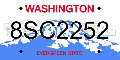 8SC2252 Washington License Plate